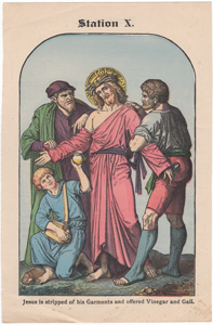 Jesus is stripped of his Garments and offered Vinegar and Gall